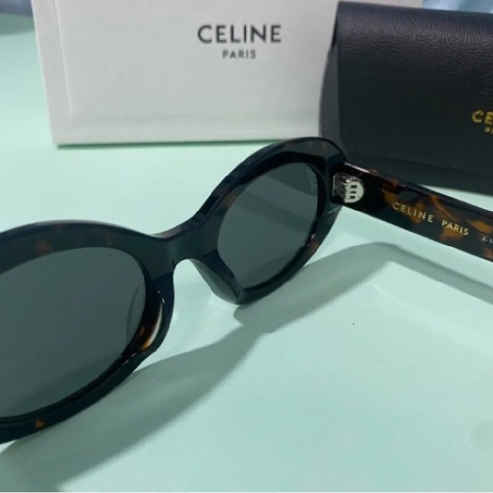 Celine Black and Tortoise Oval Sunglasses